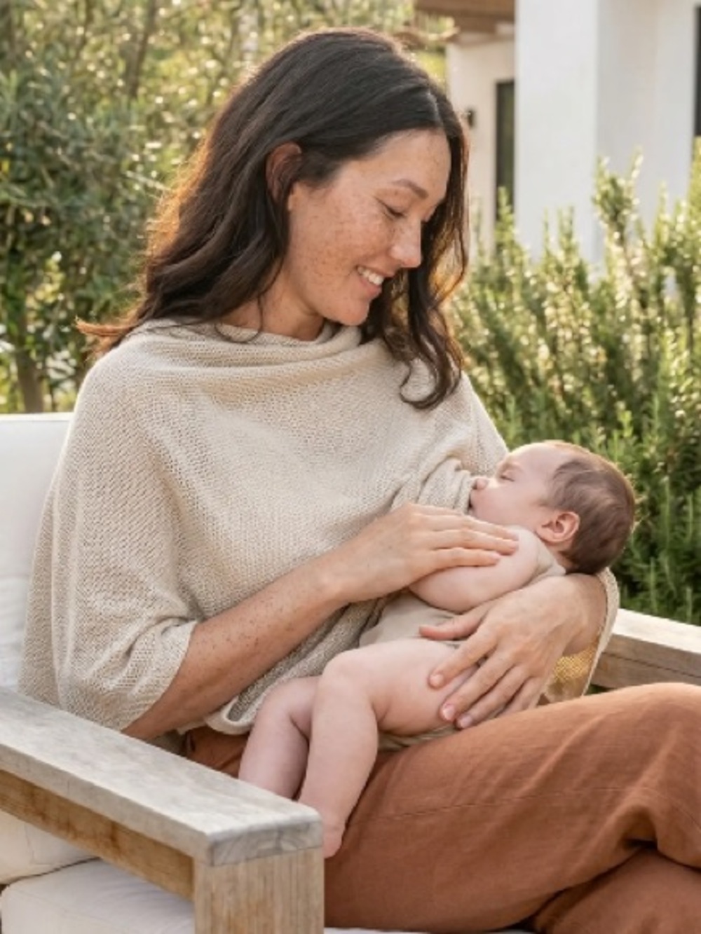 Cocoon nursing cover poncho - color, natural